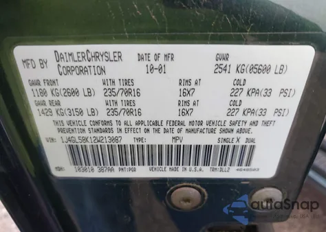 2002 Jeep Liberty Limited Edition z USA, uszkodzony, nr VIN 1J4GL58K12W213087